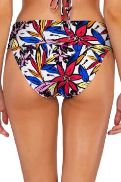 Hannah High Waist Banded Bikini Bottom -Shoreline Trendy 33BBOBLO Bikini Bottom Bold Blossom Back2