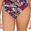 Hannah High Waist Banded Bikini Bottom -Shoreline Trendy 33BBOBLO Bikini Bottom Bold Blossom Front