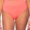 Hannah High Waist Bikini Bottom -Shoreline Trendy 33BNEOCO Bikini Bottom Neon Coral Front