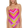 Handkerchief Bandeau Tankini Top -Shoreline Trendy 3403525 Tankini Top Multi Front