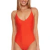 Monaco Plunge Halter One Piece Swimsuit 1 Monaco Plunge Halter One Piece Swimsuit -Shoreline Trendy 3491135 One Piece Swimsuit Flame Front1