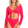 Maaji Rose Reversible Cutout Surfsuit -Shoreline Trendy 3521SOC001 One Piece Swimsuit Cherry Red Front