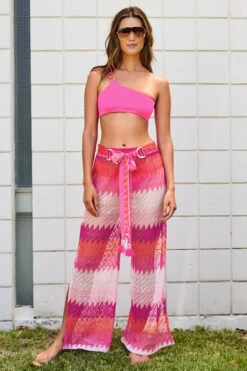 Cascade Crochet Pants -Shoreline Trendy 3635035 Apparel Bottom Pink Combo Lifestyle