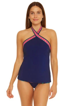 India Garden Reversible High Neck Tankini Top -Shoreline Trendy 3673535 Tankini Top Multi Reverse