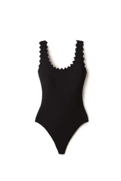 Ines Rick Rack Underwire One Piece Swimsuit -Shoreline Trendy 372 770 One Piece Swimsuit Black Laydown