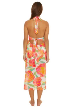 Poppy High Neck Midi Dress -Shoreline Trendy 3736135 Apparel Dress White Multi Back