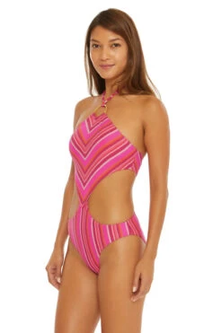 Marai High Neck Monokini One Piece Swimsuit -Shoreline Trendy 3741035 One Piece Swimsuit Multi Side