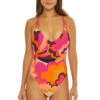 Fan Faire Convertible Maillot One Piece Swimsuit -Shoreline Trendy 3751035 One Piece Swimsuit Multi Front