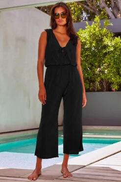 Breezy Basics Jumpsuit -Shoreline Trendy 3753371 Apparel Jumpsuit Black Lifestyle1