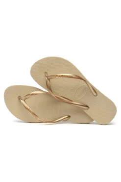 Havaianas Slim Flip Flops -Shoreline Trendy 4000030 Shoe Golden Front2