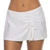 Cinch Side Skirted Hipster Bikini Bottom -Shoreline Trendy 412 WHE Apparel Bottom White Front