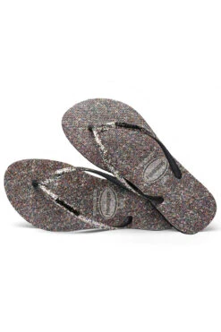 Havaianas Slim Carnaval Flip Flops -Shoreline Trendy 4143974 Shoe Black Front2