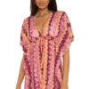 Crochet V-Neck Tunic -Shoreline Trendy 4639371 Apparel Top Rose Violet multi Front1