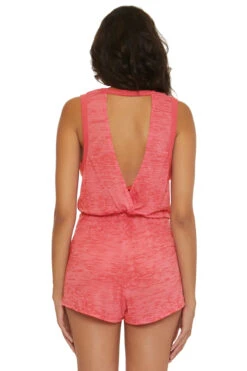 Beach Date V-Neck Romper -Shoreline Trendy 4649471 Apparel Romper Paprika Back