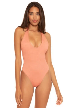 High Leg Plunge Halter One Piece Swimsuit