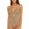 Maillot Halter One Piece Swimsuit -Shoreline Trendy 4711124 One Piece Swimsuit Truffle Front