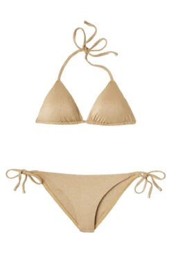 Gia Sliding Triangle Bikini Top -Shoreline Trendy 47TRGOG Bikini Top Golden Glow Metallic Laydown