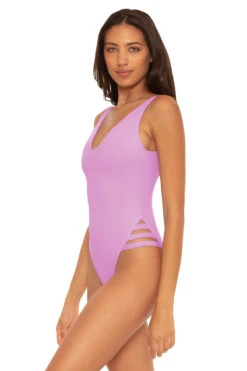 Sophie Over The Shoulder One Piece Swimsuit -Shoreline Trendy 541227 One Piece Swimsuit Orchid Side