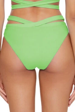 Lexi Split Strap Banded High Waist Bikini Bottom 5 Lexi Split Strap Banded High Waist Bikini Bottom -Shoreline Trendy 548027 Bikini Bottom Matcha Back