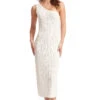 Seafolly Crochet Knit Asymmetrical Midi Dress -Shoreline Trendy 55024 KN Apparel Dress White Front