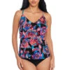 Sonic Bloom Chloe Tankini Top -Shoreline Trendy 6017834 Tankini Top Black Multi Front