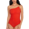 Hyperlink Charlize Asymmetrical One Piece Swimsuit 2 Hyperlink Charlize Asymmetrical One Piece Swimsuit -Shoreline Trendy 6018599 One Piece Swimsuit Persimmon Front
