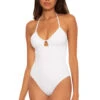 Candice Convertible Halter One Piece Swimsuit -Shoreline Trendy 631027 One Piece Swimsuit White Front3