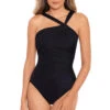 Miraclesuit Rock Solid Europa Asymmetrical One Piece Swimsuit 1 Miraclesuit Rock Solid Europa Asymmetrical One Piece Swimsuit -Shoreline Trendy 6537021 One Piece Swimsuit Black Front