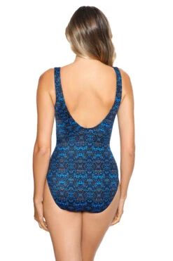 Miraclesuit Jubliee Over The Shoulder One Piece Swimsuit -Shoreline Trendy 6552776 One Piece Swimsuit Blue Multi Back