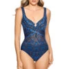 Miraclesuit Jubliee Over The Shoulder One Piece Swimsuit 2 Miraclesuit Jubliee Over The Shoulder One Piece Swimsuit -Shoreline Trendy 6552776 One Piece Swimsuit Blue Multi Front