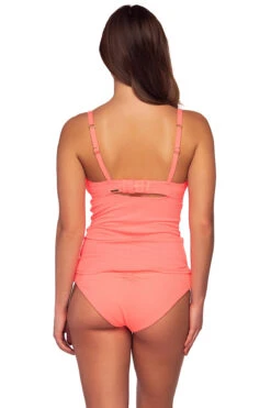 Serena Tankini Top (D+ Cup) -Shoreline Trendy 709TNEOCO Tankini Top Neon Coral Back3