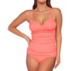 Serena Tankini Top (D+ Cup) 1 Serena Tankini Top (D+ Cup) -Shoreline Trendy 709TNEOCO Tankini Top Neon Coral Front