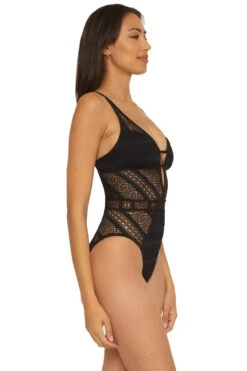 Paislee One Piece Swimsuit -Shoreline Trendy 711137 One Piece Swimsuit Black Side1