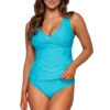 Elsie Underwire Tankini Top (E-H Cup) -Shoreline Trendy 738TEFGBLUBL Tankini Top Blue Bliss Front