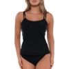 Taylor Molded Underwire Bra Tankini Top (D+ Cup) 2 Taylor Molded Underwire Bra Tankini Top (D+ Cup) -Shoreline Trendy 75TBLCK Tankini Top Black Front