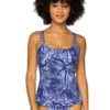 Taylor Over The Shoulder Tankini Top (E-H Cup) -Shoreline Trendy 75TEFGSUMAT Tankini Top Sumatra Front