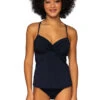 Crossroads Underwire Bra Tankini Top (E-H Cup) -Shoreline Trendy 79TEFGBLCK Tankini Top Black Front