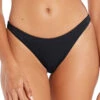 California High Leg Brazilian Bikini Bottom -Shoreline Trendy 812BERB Bikini Bottom Black Ecorib Front