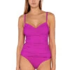 Simone Over The Shoulder Tankini Top -Shoreline Trendy 81TWILOR Tankini Top Wild Orchid Front