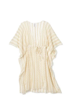 Metallic Stripe Tunic 9 Metallic Stripe Tunic -Shoreline Trendy 8638371 Apparel Top White Gold Laydown