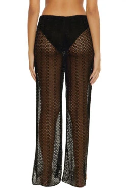 Golden Metallic Crochet Pants -Shoreline Trendy 8650471 Apparel Bottom Black Back