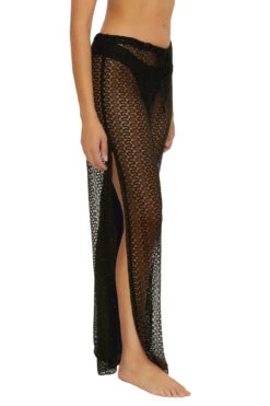 Golden Metallic Crochet Pants -Shoreline Trendy 8650471 Apparel Bottom Black Side