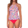 Mia High Neck Tankini Top -Shoreline Trendy 87TCONFE Tankini Top Confetti Front