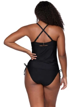 Cassie Underwire Tankini Top 7 Cassie Underwire Tankini Top -Shoreline Trendy 931TBLCK Tankini Top Black Back2