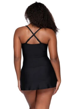 Sienna Swim Dress -Shoreline Trendy 983BLCK One Piece Swimsuit Black Back2