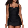 Sienna Swim Dress -Shoreline Trendy 983BLCK One Piece Swimsuit Black Front