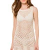 Fringe Crochet Tunic -Shoreline Trendy ALSN NEUTRAL TAN Tunics Front 92175