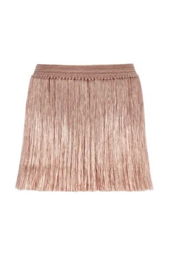 Angelica Fringe Mini Skirt -Shoreline Trendy ANGELICA FRINGE SKIRT Apparel Bottom Pearl Blush Laydown