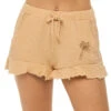 Palm Tree Shorts -Shoreline Trendy B11190 Apparel Bottom Honey Peach W Bronze Front