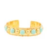 Tribal Enamel Bracelet -Shoreline Trendy B21 ENA3 Bracelet Gold Turquoise Front